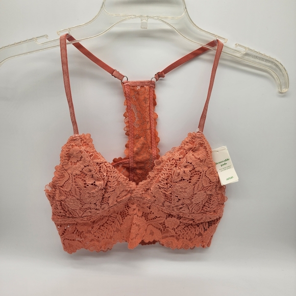 Aerie Bluegrass Lace Padded Racerback Bralette in Warm Red Size XXS NWT - Picture 3 of 8